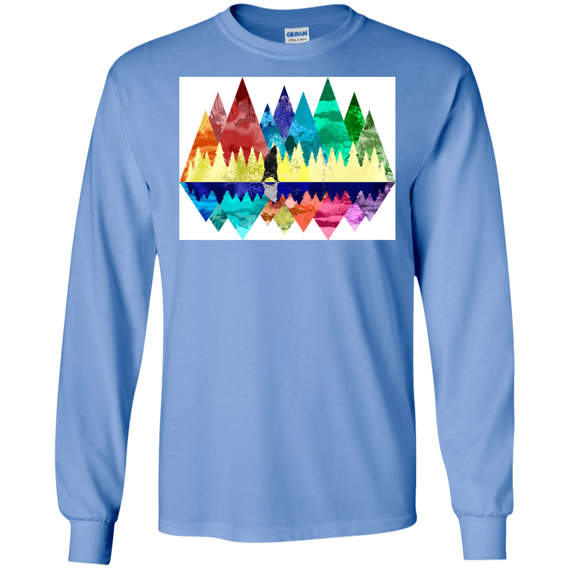 T-Shirts Carolina Blue / S Bear Color Forest Men's Long Sleeve T-Shirt