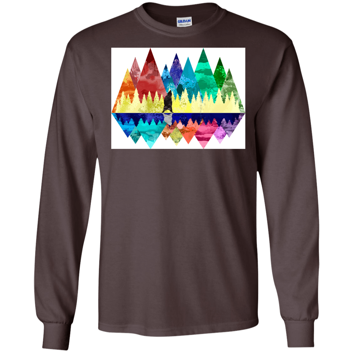 T-Shirts Dark Chocolate / S Bear Color Forest Men's Long Sleeve T-Shirt