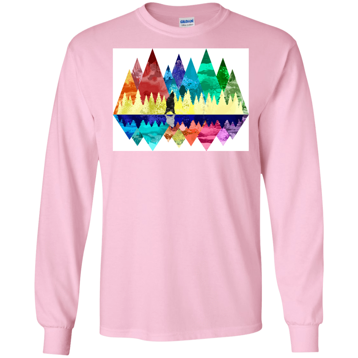 T-Shirts Light Pink / S Bear Color Forest Men's Long Sleeve T-Shirt