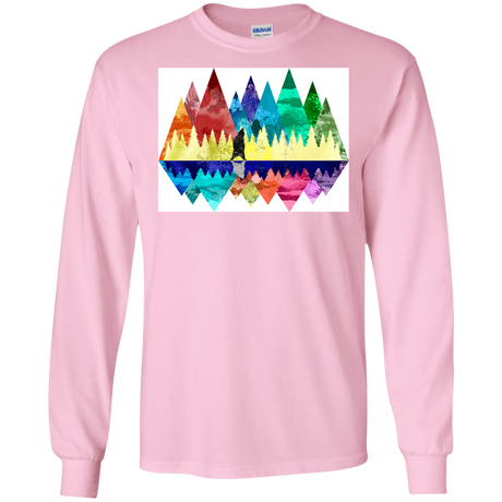 T-Shirts Light Pink / S Bear Color Forest Men's Long Sleeve T-Shirt