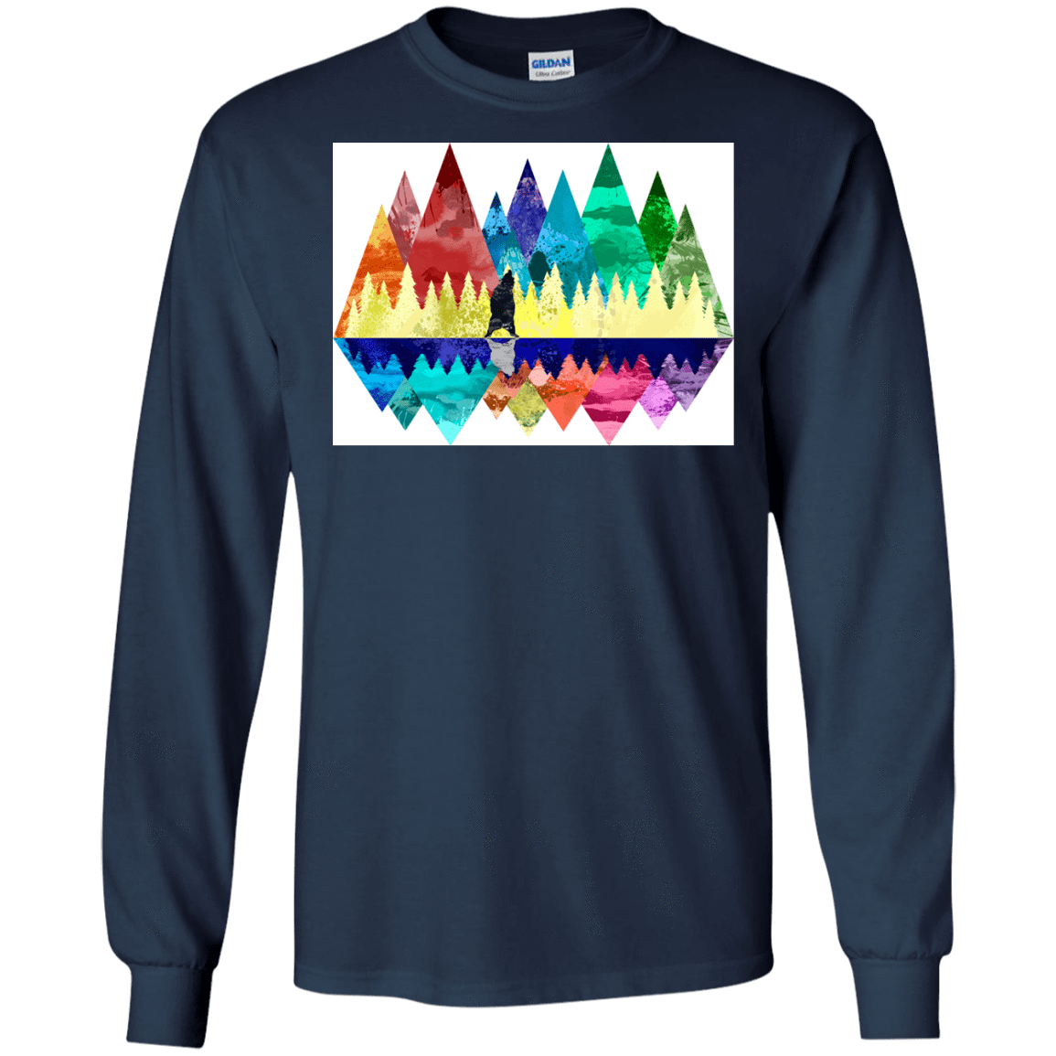T-Shirts Navy / S Bear Color Forest Men's Long Sleeve T-Shirt