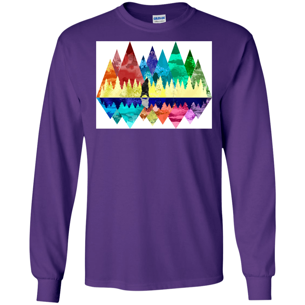 T-Shirts Purple / S Bear Color Forest Men's Long Sleeve T-Shirt