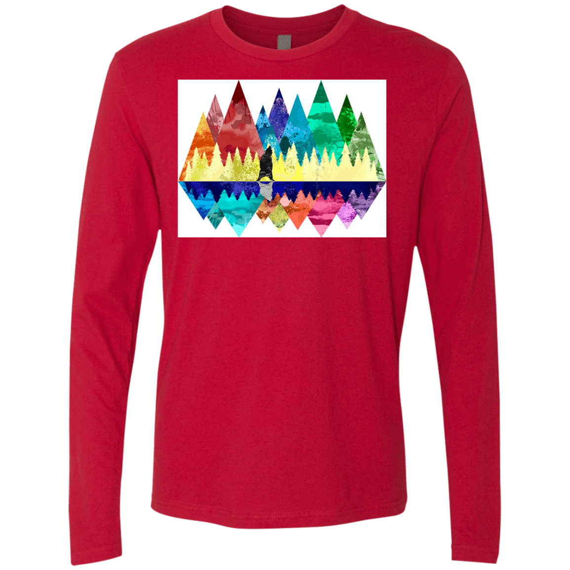 T-Shirts Red / S Bear Color Forest Men's Premium Long Sleeve
