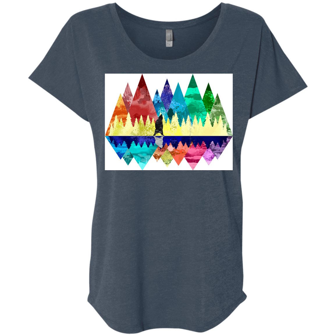 T-Shirts Indigo / X-Small Bear Color Forest Triblend Dolman Sleeve