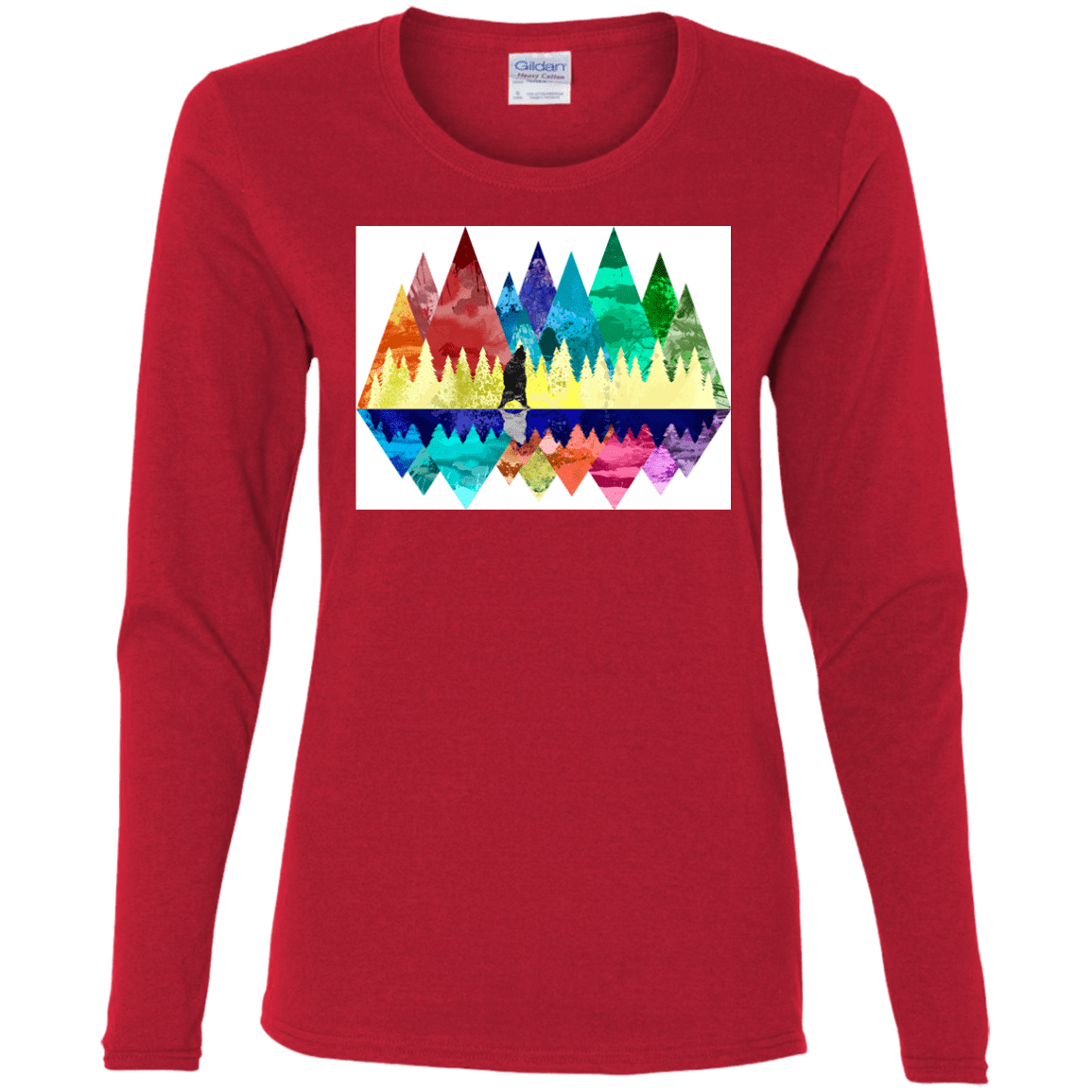 T-Shirts Red / S Bear Color Forest Women's Long Sleeve T-Shirt