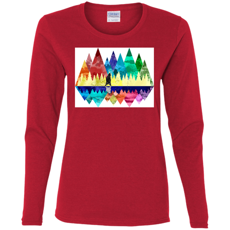 T-Shirts Red / S Bear Color Forest Women's Long Sleeve T-Shirt