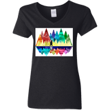 T-Shirts Black / S Bear Color Forest Women's V-Neck T-Shirt