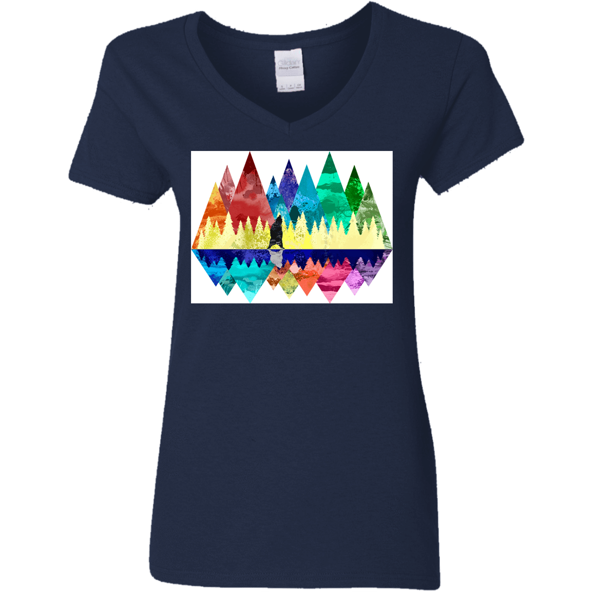 T-Shirts Navy / S Bear Color Forest Women's V-Neck T-Shirt