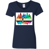 T-Shirts Navy / S Bear Color Forest Women's V-Neck T-Shirt