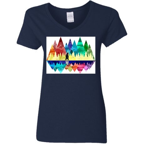 T-Shirts Navy / S Bear Color Forest Women's V-Neck T-Shirt