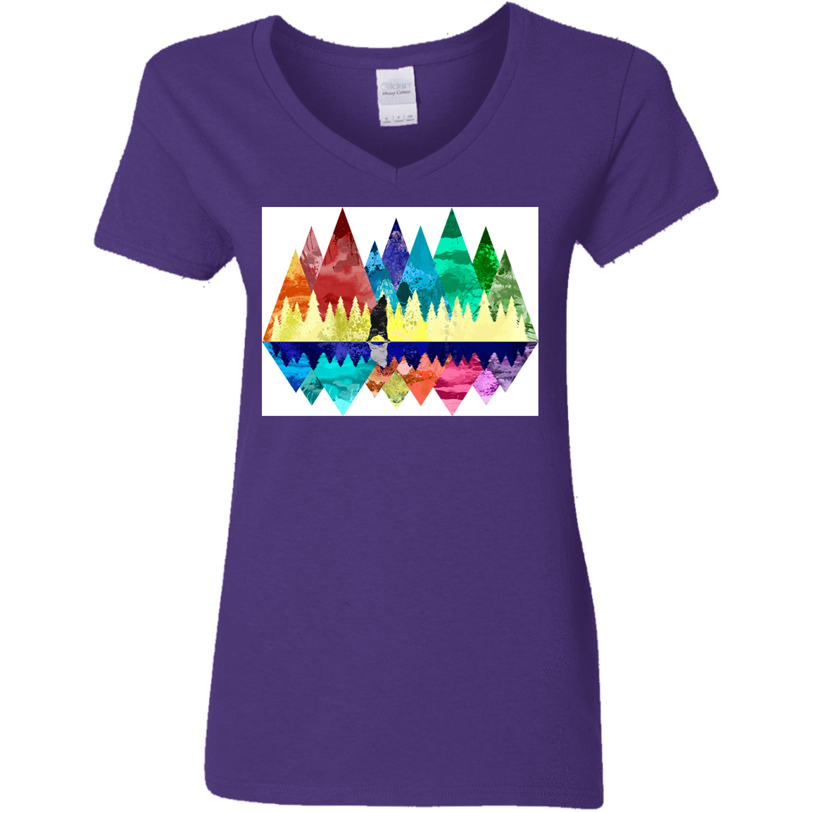 T-Shirts Purple / S Bear Color Forest Women's V-Neck T-Shirt