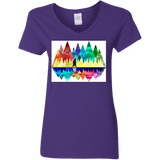 T-Shirts Purple / S Bear Color Forest Women's V-Neck T-Shirt