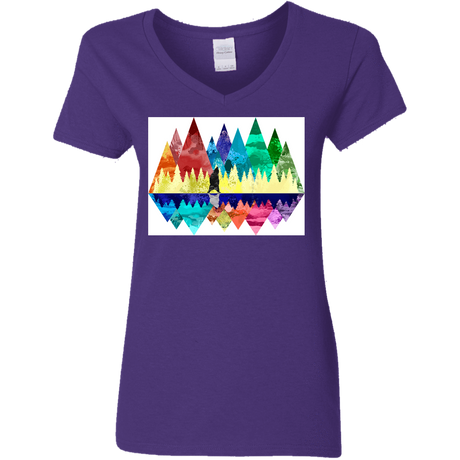 T-Shirts Purple / S Bear Color Forest Women's V-Neck T-Shirt