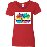 T-Shirts Red / S Bear Color Forest Women's V-Neck T-Shirt