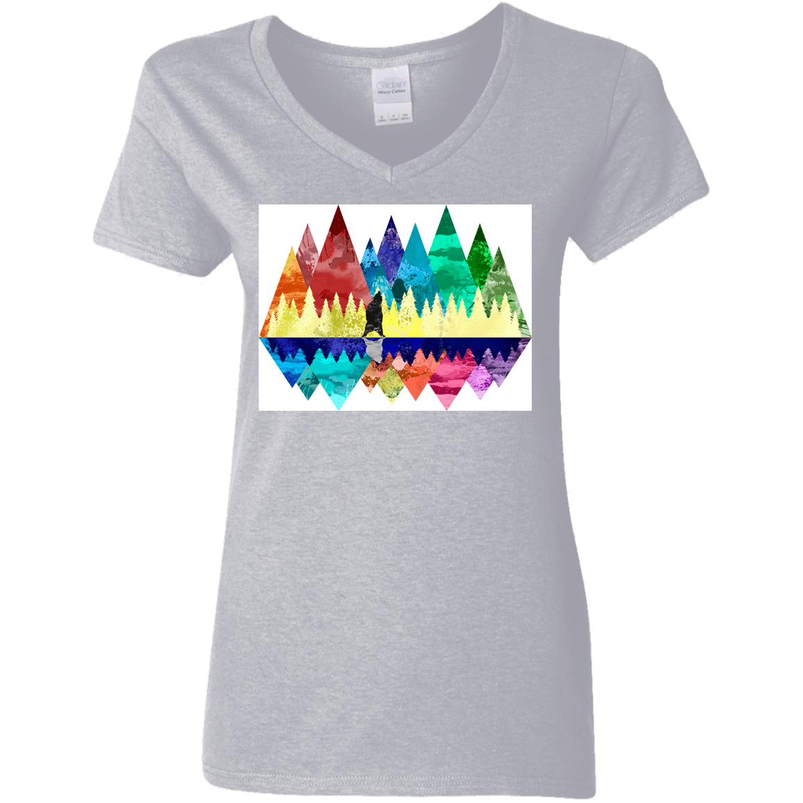T-Shirts Sport Grey / S Bear Color Forest Women's V-Neck T-Shirt