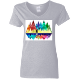 T-Shirts Sport Grey / S Bear Color Forest Women's V-Neck T-Shirt