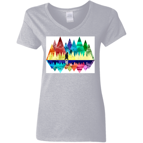 T-Shirts Sport Grey / S Bear Color Forest Women's V-Neck T-Shirt