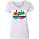 T-Shirts White / S Bear Color Forest Women's V-Neck T-Shirt