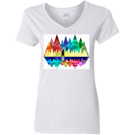 T-Shirts White / S Bear Color Forest Women's V-Neck T-Shirt