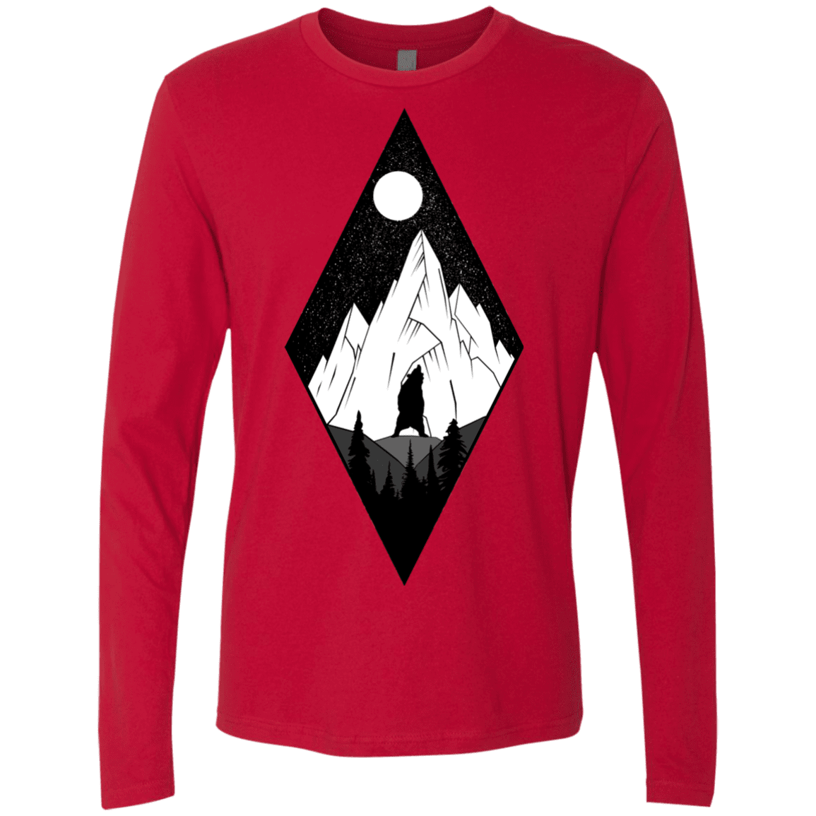 T-Shirts Red / S Bear Diamond Men's Premium Long Sleeve