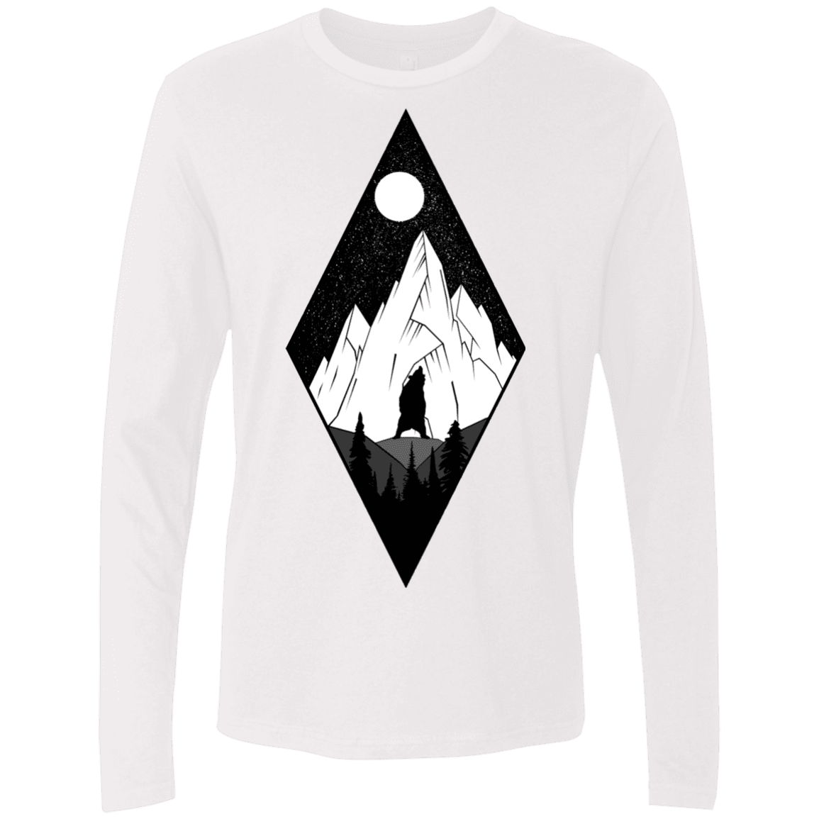 T-Shirts White / S Bear Diamond Men's Premium Long Sleeve