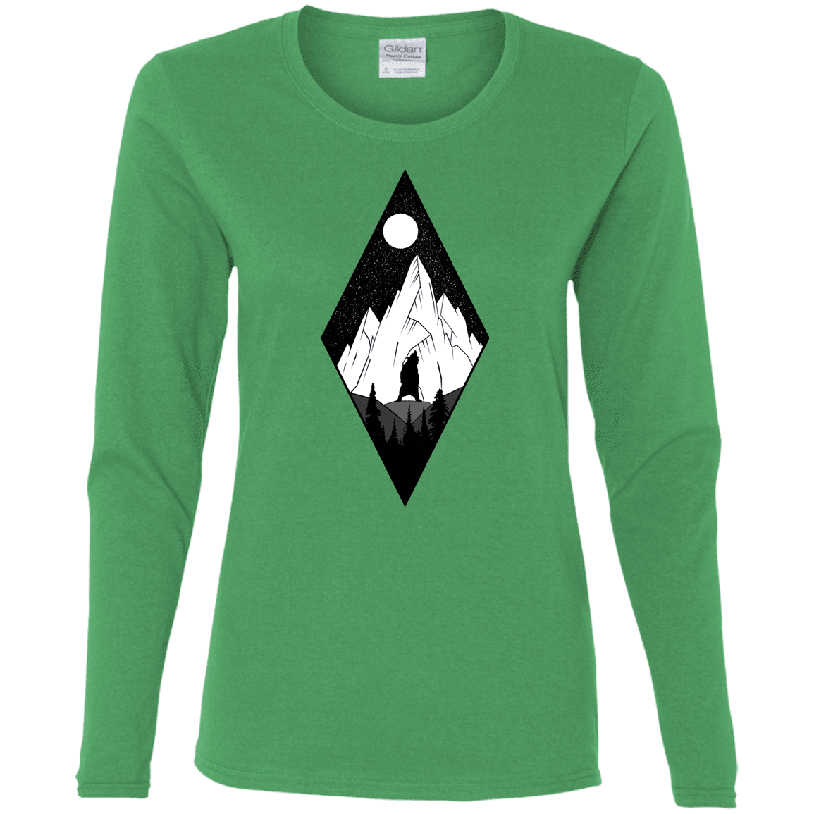T-Shirts Irish Green / S Bear Diamond Women's Long Sleeve T-Shirt