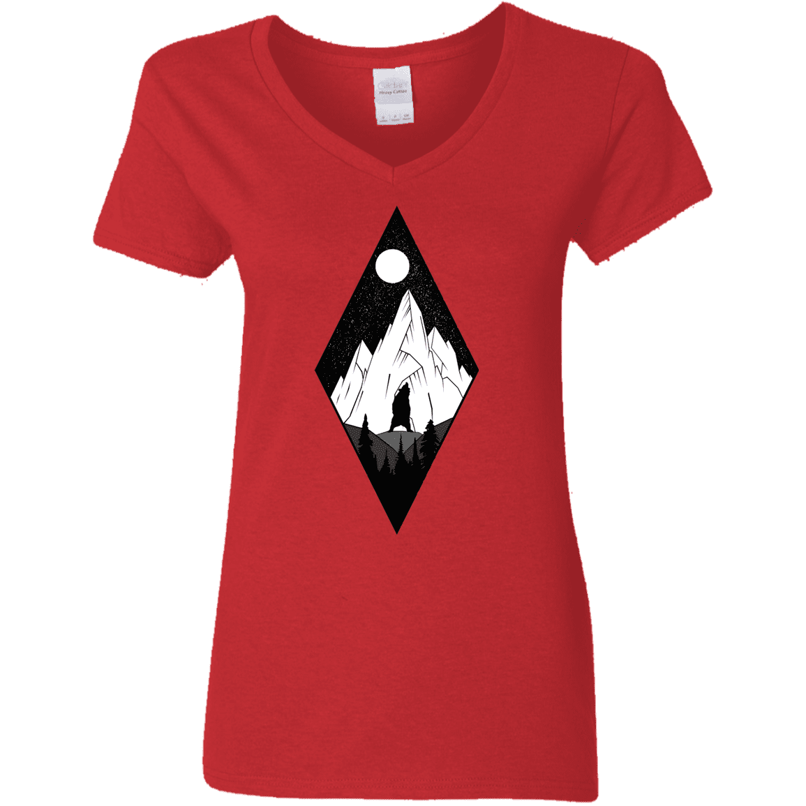 T-Shirts Red / S Bear Diamond Women's V-Neck T-Shirt