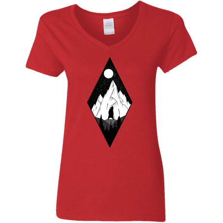 T-Shirts Red / S Bear Diamond Women's V-Neck T-Shirt