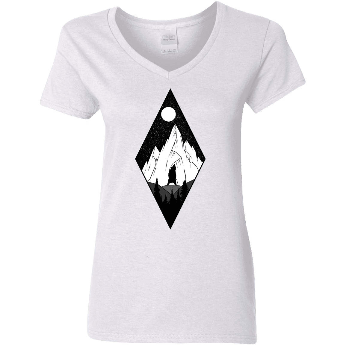 T-Shirts White / S Bear Diamond Women's V-Neck T-Shirt