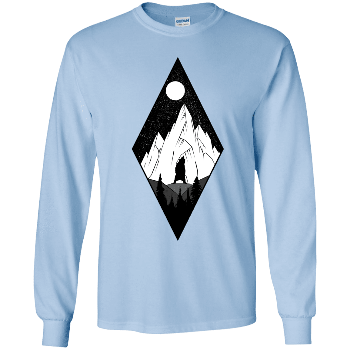 T-Shirts Light Blue / YS Bear Diamond Youth Long Sleeve T-Shirt