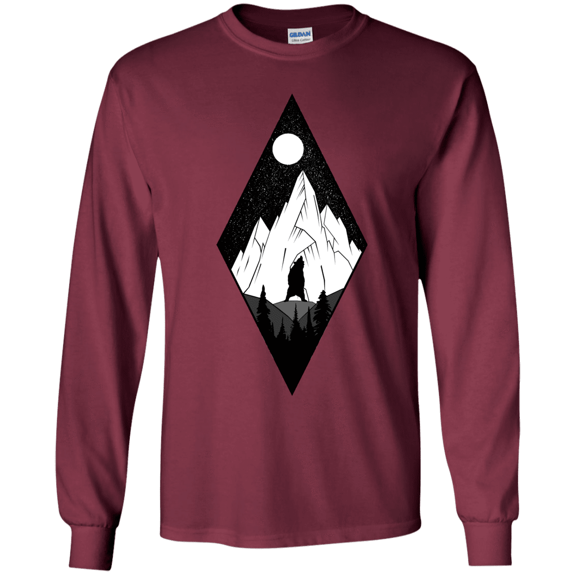 T-Shirts Maroon / YS Bear Diamond Youth Long Sleeve T-Shirt