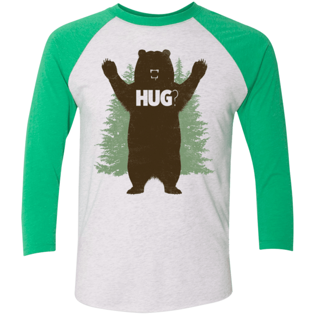 T-Shirts Heather White/Envy / X-Small Bear Hug Men's Triblend 3/4 Sleeve