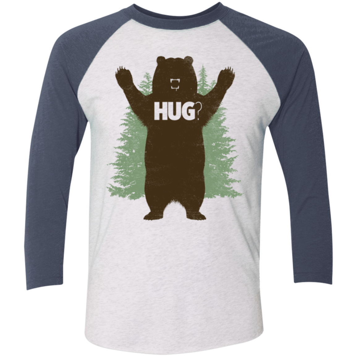T-Shirts Heather White/Indigo / X-Small Bear Hug Men's Triblend 3/4 Sleeve
