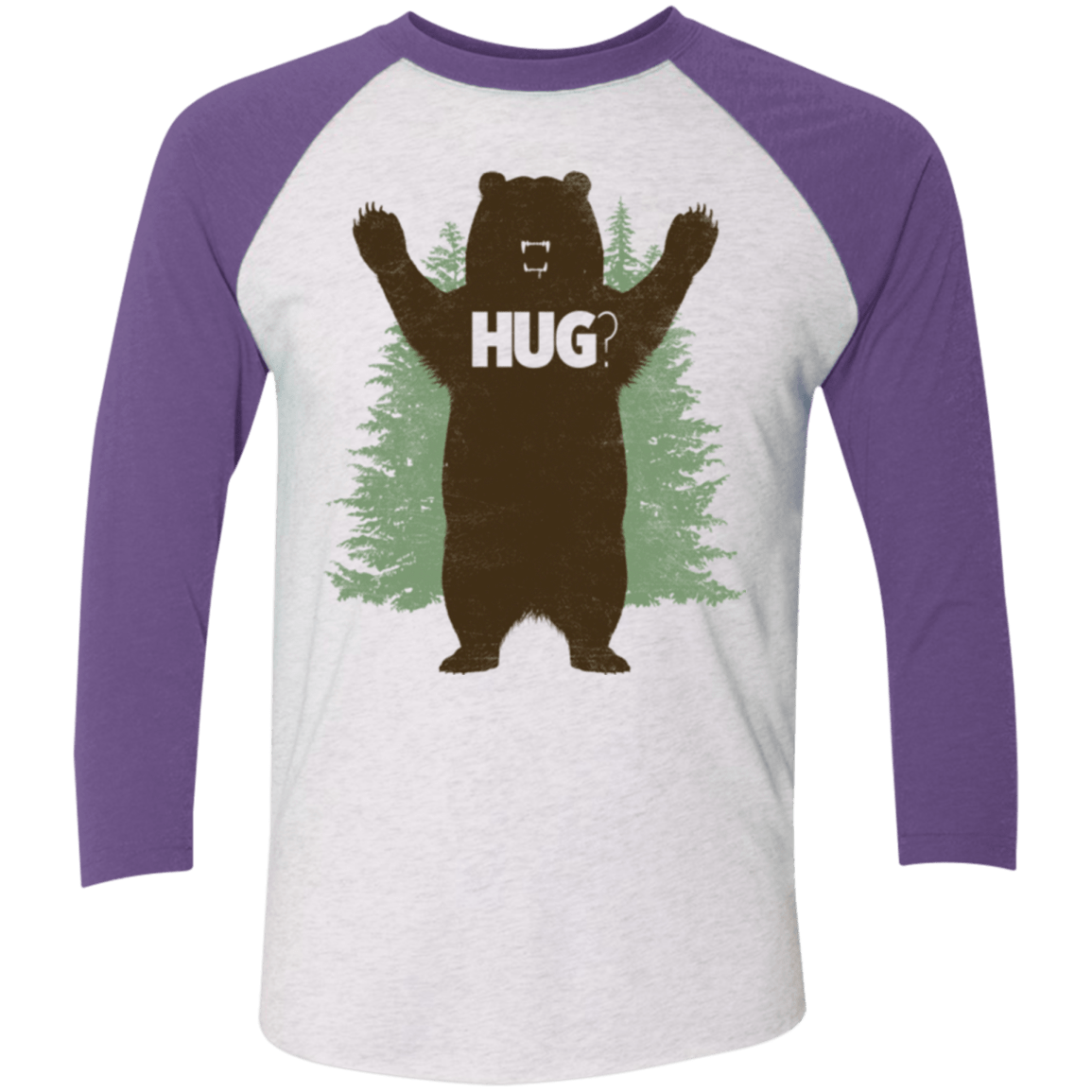 T-Shirts Heather White/Purple Rush / X-Small Bear Hug Men's Triblend 3/4 Sleeve