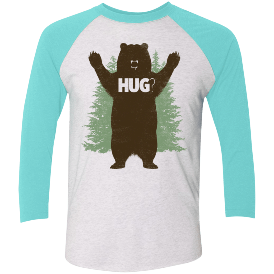 T-Shirts Heather White/Tahiti Blue / X-Small Bear Hug Men's Triblend 3/4 Sleeve