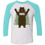 T-Shirts Heather White/Tahiti Blue / X-Small Bear Hug Men's Triblend 3/4 Sleeve