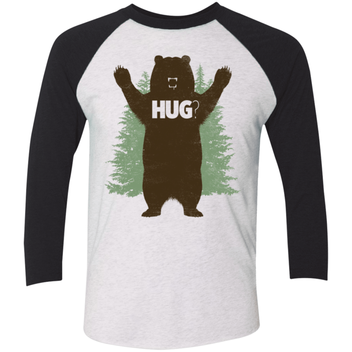 T-Shirts Heather White/Vintage Black / X-Small Bear Hug Men's Triblend 3/4 Sleeve