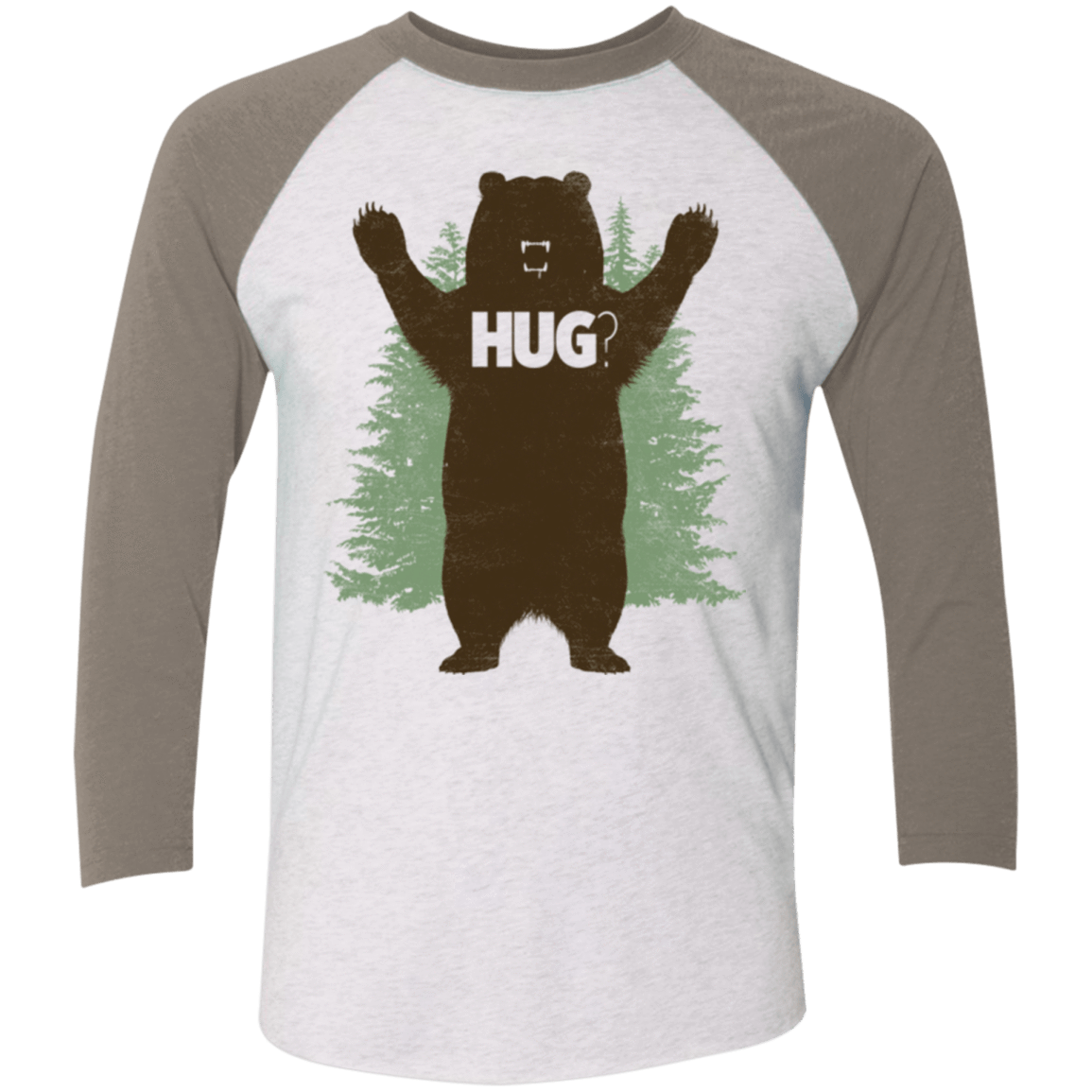 T-Shirts Heather White/Vintage Grey / X-Small Bear Hug Men's Triblend 3/4 Sleeve