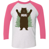 T-Shirts Heather White/Vintage Pink / X-Small Bear Hug Men's Triblend 3/4 Sleeve