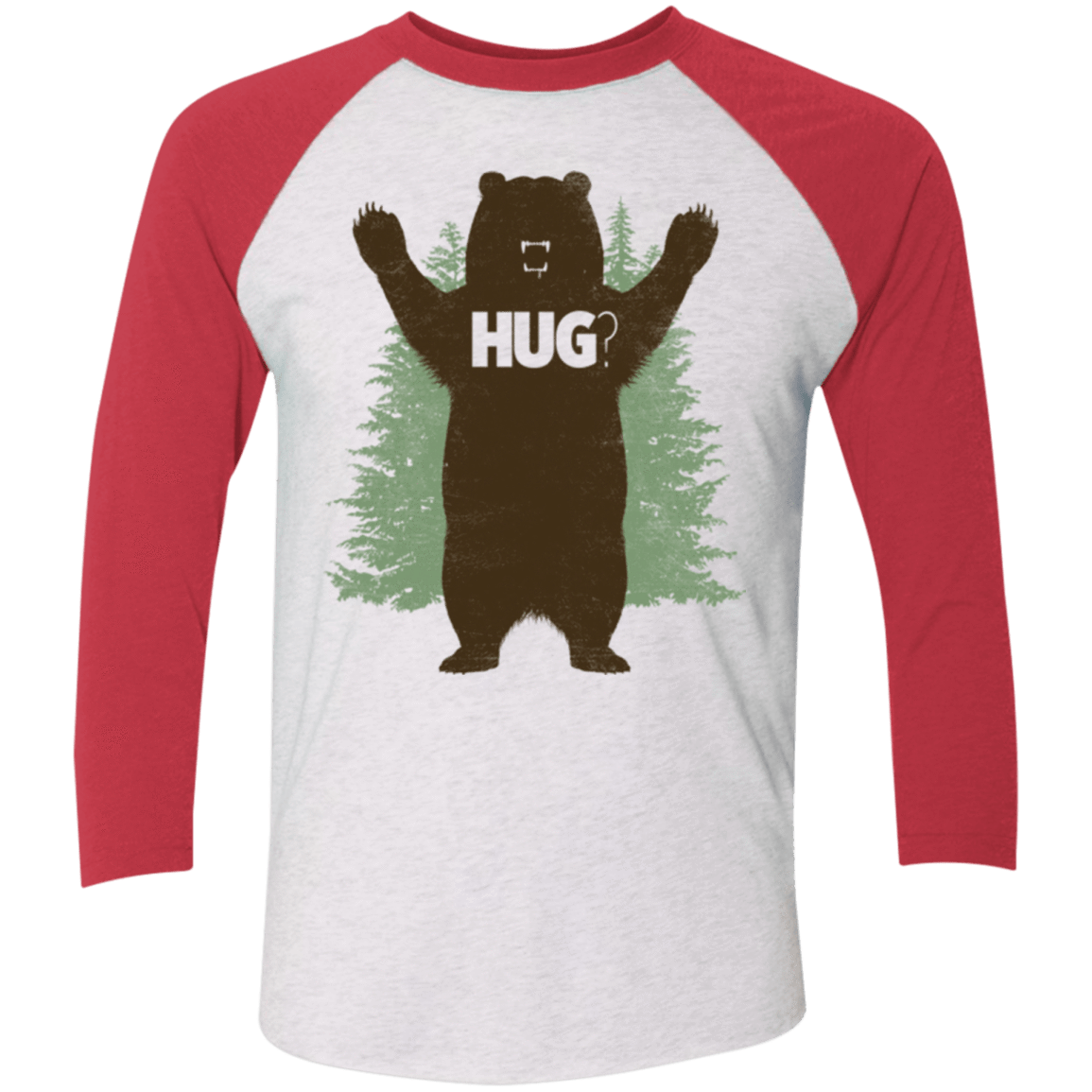 T-Shirts Heather White/Vintage Red / X-Small Bear Hug Men's Triblend 3/4 Sleeve