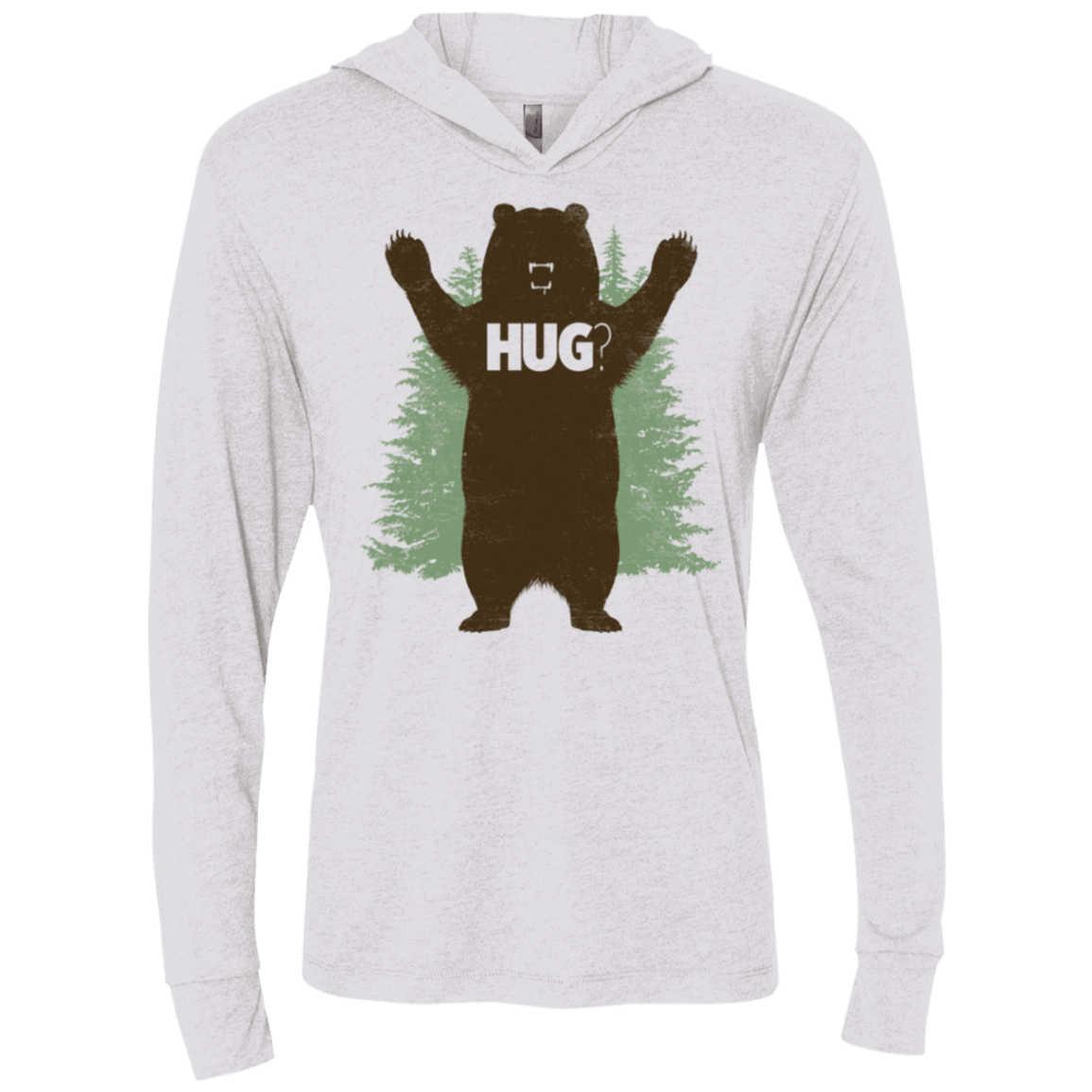 T-Shirts Heather White / X-Small Bear Hug Triblend Long Sleeve Hoodie Tee