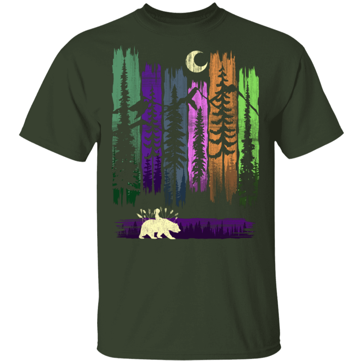 T-Shirts Forest / S Bear Leaves T-Shirt