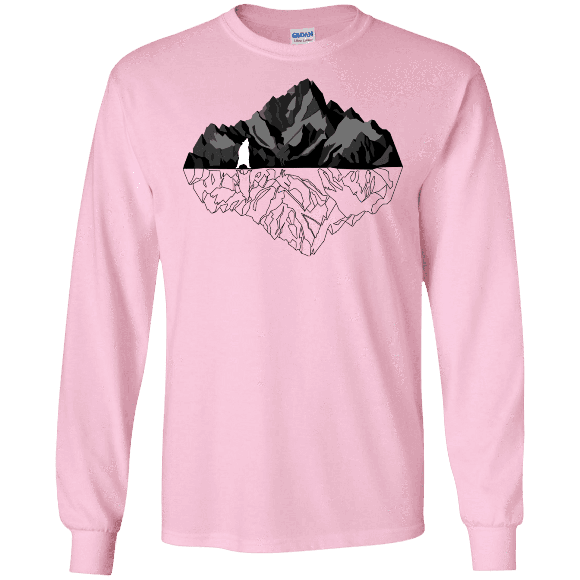 T-Shirts Light Pink / S Bear Reflection Men's Long Sleeve T-Shirt