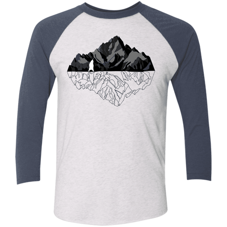 T-Shirts Heather White/Indigo / X-Small Bear Reflection Men's Triblend 3/4 Sleeve