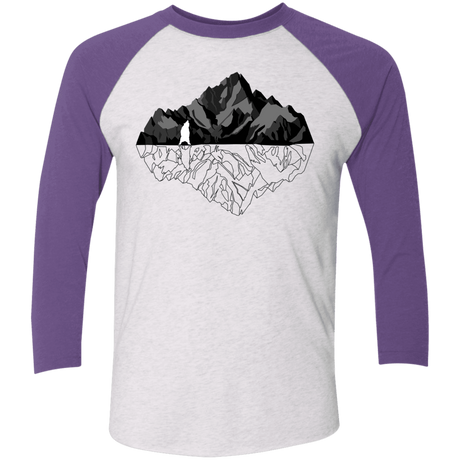 T-Shirts Heather White/Purple Rush / X-Small Bear Reflection Men's Triblend 3/4 Sleeve
