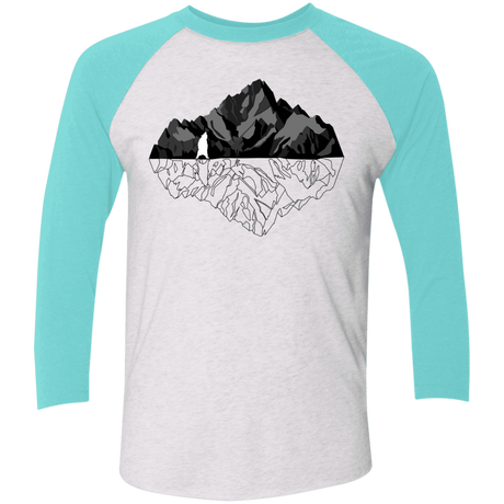 T-Shirts Heather White/Tahiti Blue / X-Small Bear Reflection Men's Triblend 3/4 Sleeve
