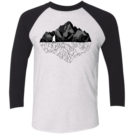 T-Shirts Heather White/Vintage Black / X-Small Bear Reflection Men's Triblend 3/4 Sleeve