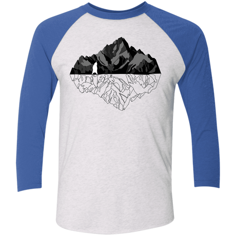 T-Shirts Heather White/Vintage Royal / X-Small Bear Reflection Men's Triblend 3/4 Sleeve