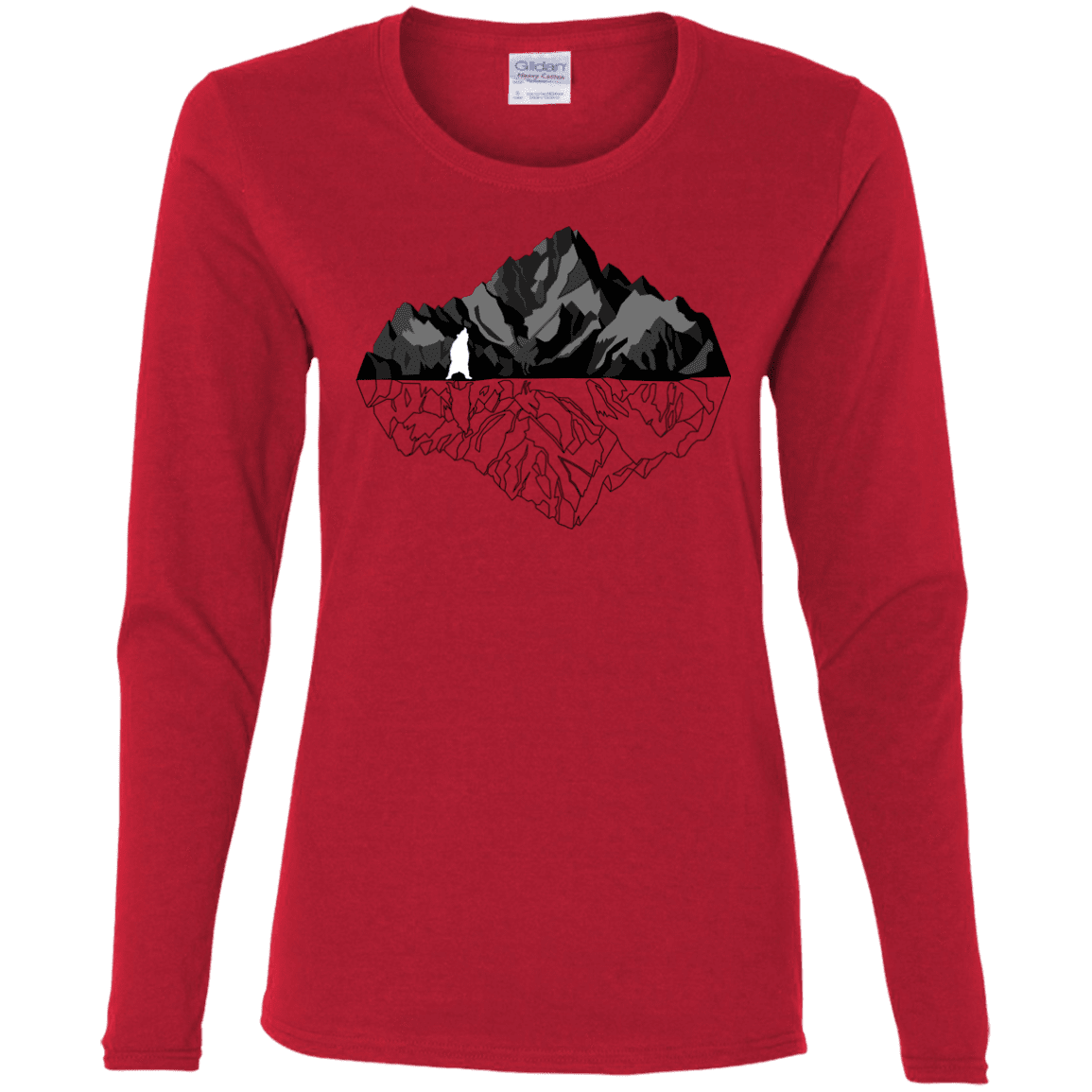 T-Shirts Red / S Bear Reflection Women's Long Sleeve T-Shirt