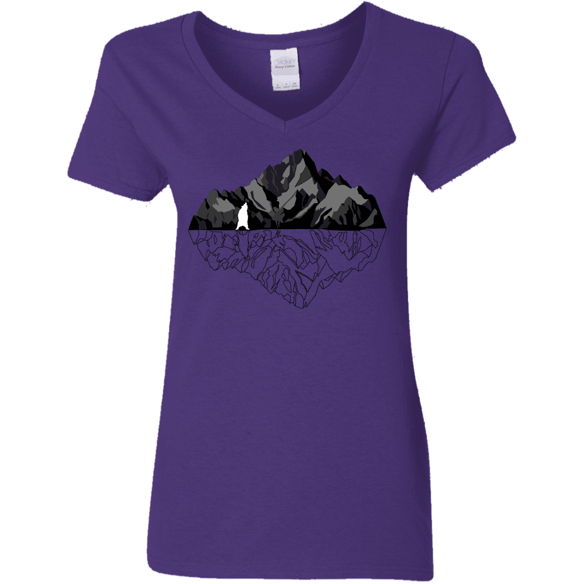 T-Shirts Purple / S Bear Reflection Women's V-Neck T-Shirt